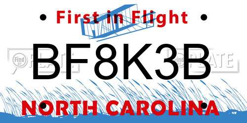 BF8K3B North Carolina License Plate