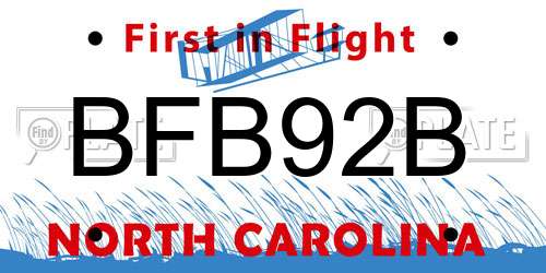 BFB92B North Carolina License Plate