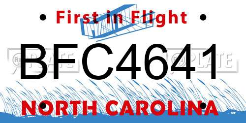 BFC4641 North Carolina License Plate