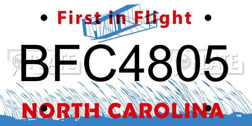 BFC4805 North Carolina License Plate