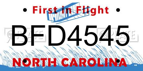 BFD4545 North Carolina License Plate