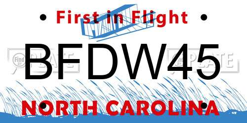 BFDW45 North Carolina License Plate