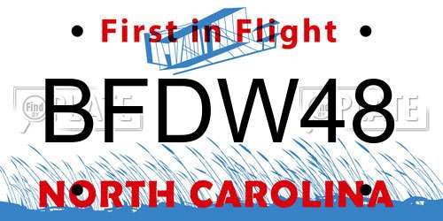 BFDW48 North Carolina License Plate