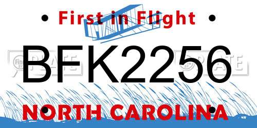 BFK2256 North Carolina License Plate
