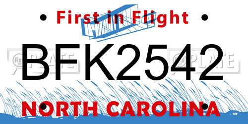 BFK2542 North Carolina License Plate
