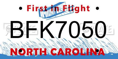 BFK7050 North Carolina License Plate