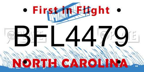 BFL4479 North Carolina License Plate