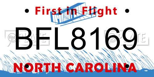 BFL8169 North Carolina License Plate