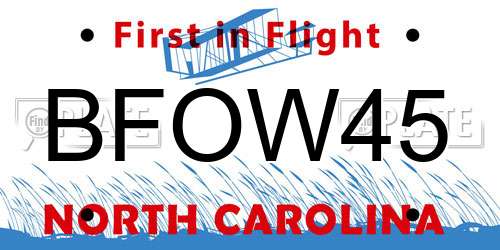 BFOW45 North Carolina License Plate