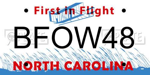 BFOW48 North Carolina License Plate