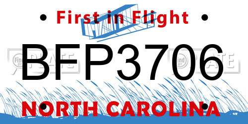BFP3706 North Carolina License Plate