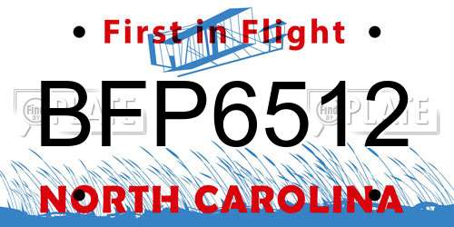 BFP6512 North Carolina License Plate
