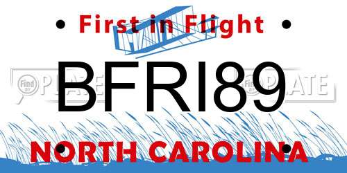 BFRI89 North Carolina License Plate