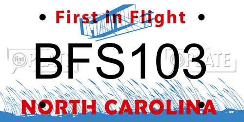 BFS103 North Carolina License Plate