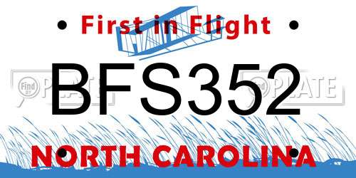 BFS352 North Carolina License Plate