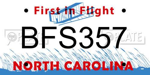 BFS357 North Carolina License Plate