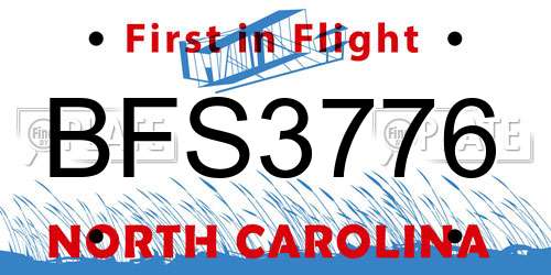 BFS3776 North Carolina License Plate