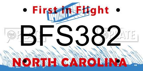 BFS382 North Carolina License Plate