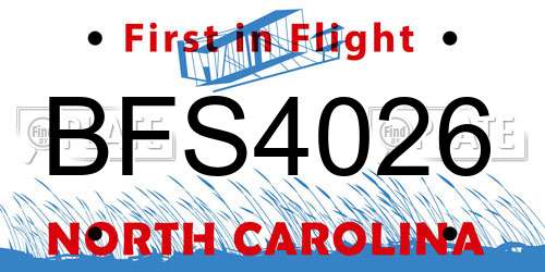BFS4026 North Carolina License Plate