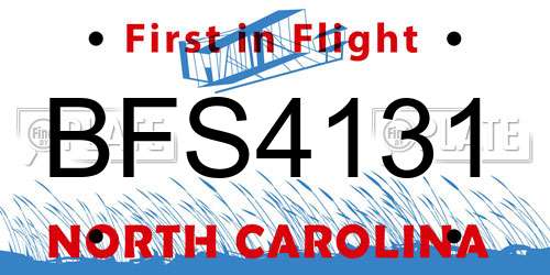 BFS4131 North Carolina License Plate