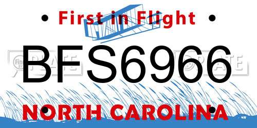 BFS6966 North Carolina License Plate