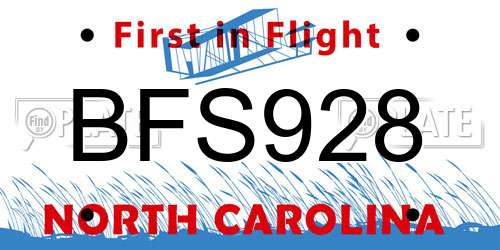 BFS928 North Carolina License Plate