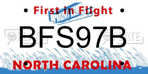 BFS97B North Carolina License Plate