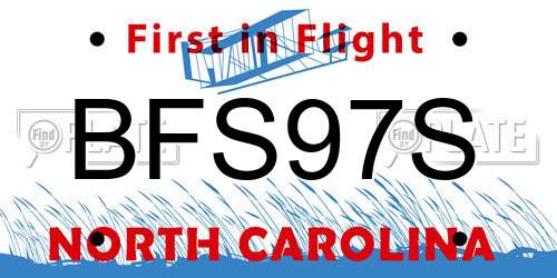 BFS97S North Carolina License Plate