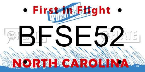 BFSE52 North Carolina License Plate