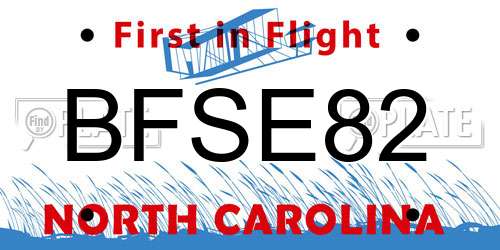 BFSE82 North Carolina License Plate