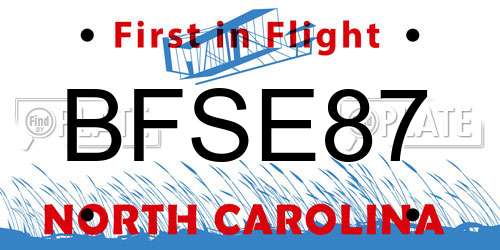 BFSE87 North Carolina License Plate