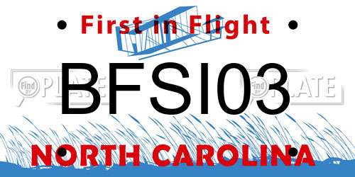 BFSI03 North Carolina License Plate