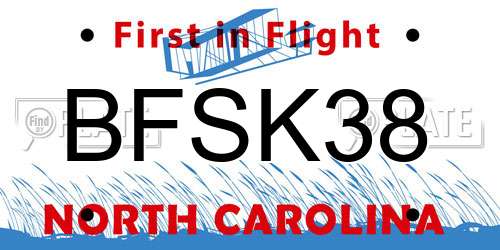 BFSK38 North Carolina License Plate