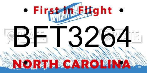 BFT3264 North Carolina License Plate