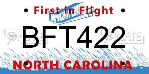 BFT422 North Carolina License Plate