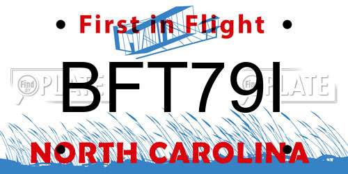 BFT79I North Carolina License Plate