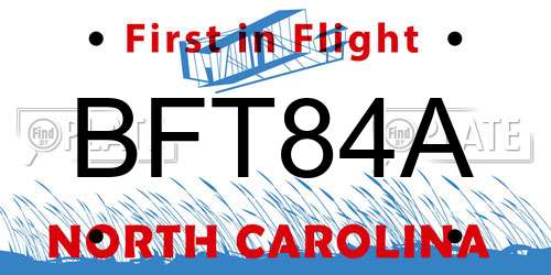BFT84A North Carolina License Plate