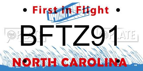 BFTZ91 North Carolina License Plate