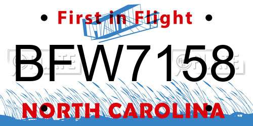 BFW7158 North Carolina License Plate