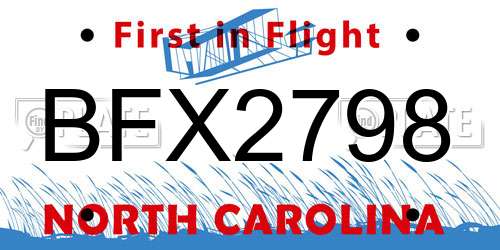 BFX2798 North Carolina License Plate