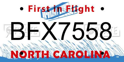 BFX7558 North Carolina License Plate