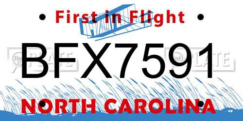 BFX7591 North Carolina License Plate