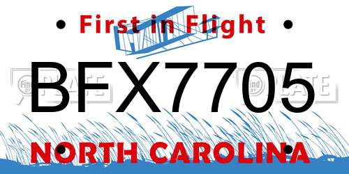 BFX7705 North Carolina License Plate