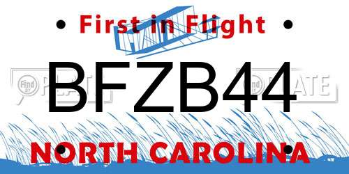 BFZB44 North Carolina License Plate