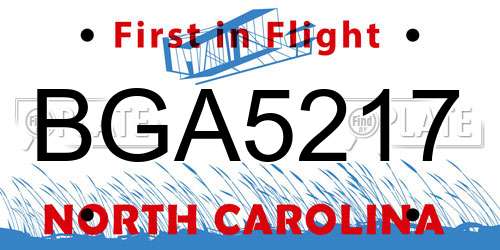BGA5217 North Carolina License Plate