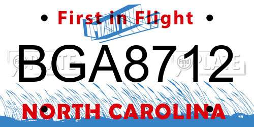 BGA8712 North Carolina License Plate