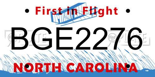 BGE2276 North Carolina License Plate