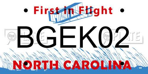 BGEK02 North Carolina License Plate