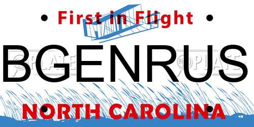 BGENRUS North Carolina License Plate
