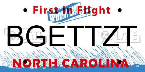 BGETTZT North Carolina License Plate
